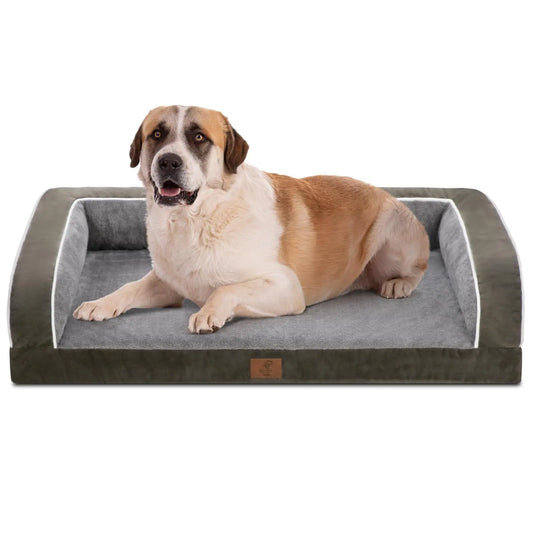 Yiruka XXL Dog Bed Dark Green Washable Dog Bed Sofa with Removable Cover Waterproof Dog Bed Couch with Nonslip Bottom High Bolster Dog Bed Orthopedic Large Dog Bed up to 150 lbs