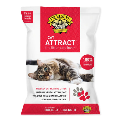 Dr. Elseys Cat Litter Cat Attract - Unscented Natural Herbal Cat litter - Superior Odor Control Cat Litter - Low Dust & Low Tracking Unscented Cat Litter w/ Herbal Attractant (18lbs)