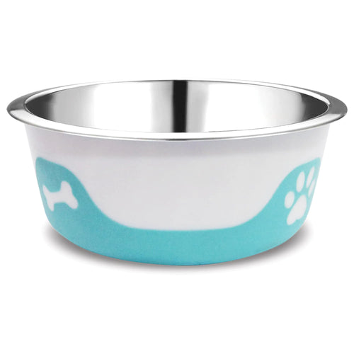 Thermocool Stainless Steel Dog Bowls Non Slip No Spill Insulated Dog Bowl Keeps Food Warm & Water Cold for Dogs Dishwasher Safe (Light Blue Medium 16 Oz)