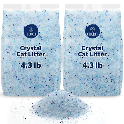 Crystal Cat Litter Superior Cat Litter Crystals for Odor Control Perfect for ScoopFree Cat Litter Boxes 2 Bags of Crystal Litter 4.3LB Each Total of 8.6LB